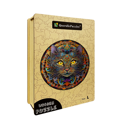 Mandala-Katze-Holzpuzzle