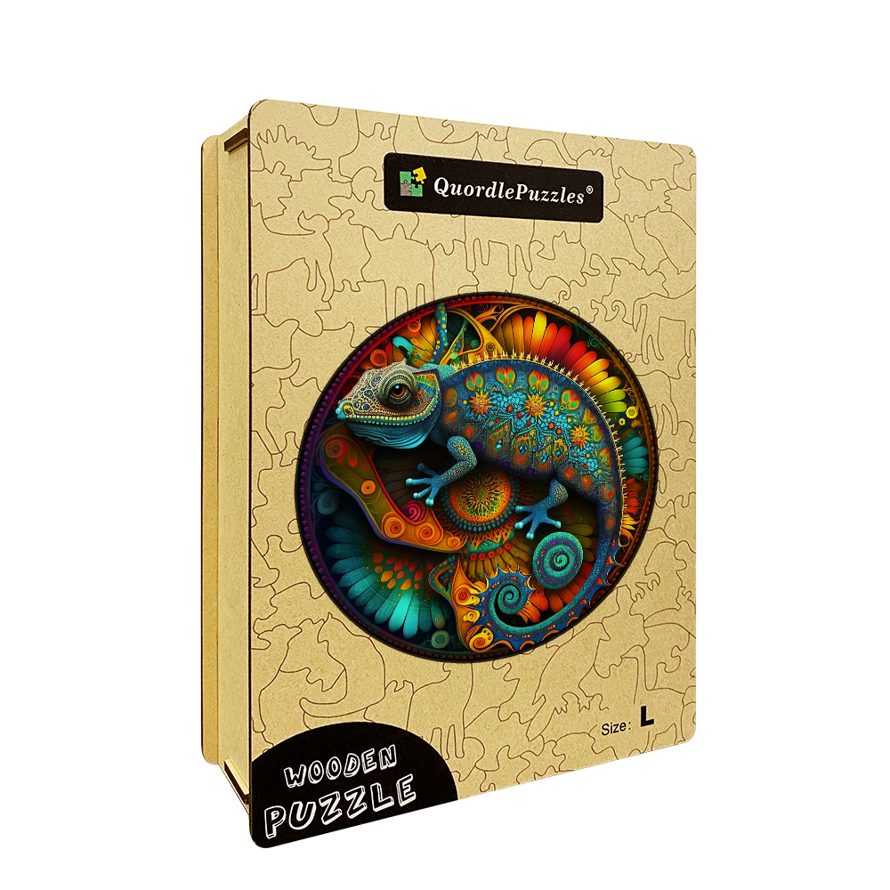 Mandala Chamäleon Holzpuzzle