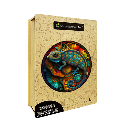 Mandala Chamäleon Holzpuzzle