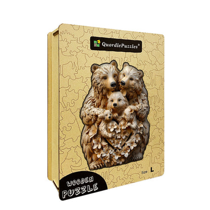 Bärenfamilie in Geschnitztem Herz Holz-Puzzle