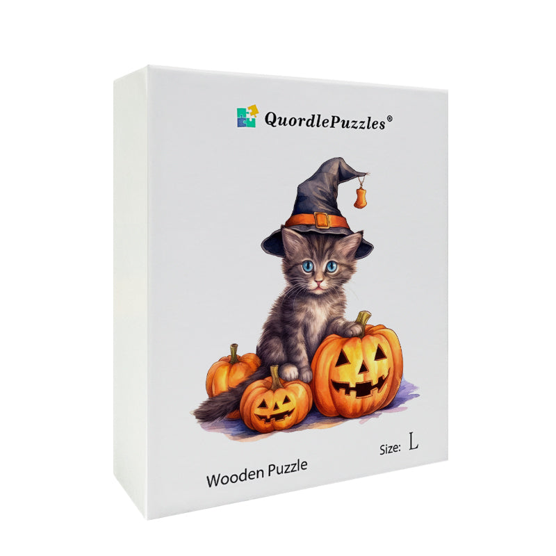 Katzen-Hexenhut, Kürbis, Halloween-Vinylaufkleber