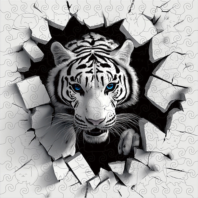 3D weißer tiger ausbruch holzpuzzle
