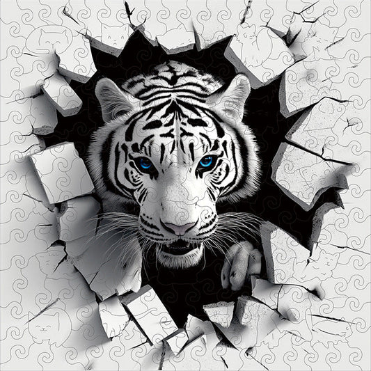 3D weißer tiger ausbruch holzpuzzle