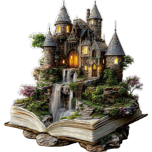 3D schloss am wasserfall holzpuzzle