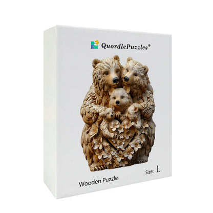 Bärenfamilie in Geschnitztem Herz Holz-Puzzle