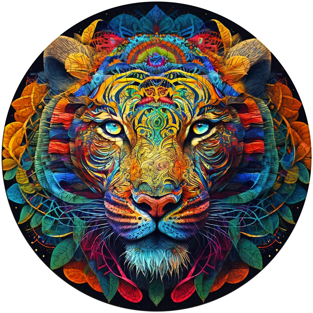 Schneeleoparden-Mandala-Holzpuzzle