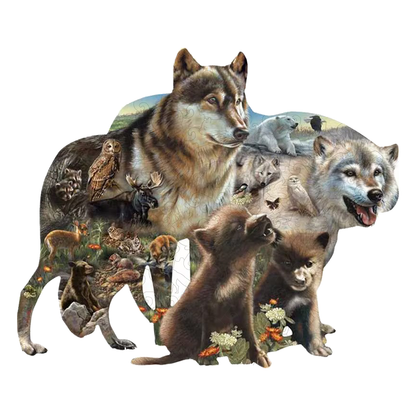 Wolfsrudel-Holzpuzzle