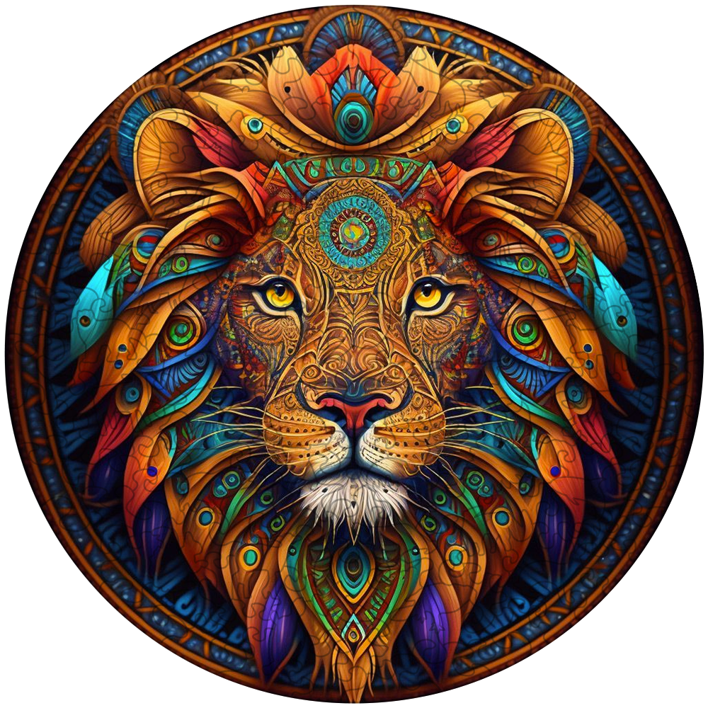 Mandala Löwe Holzpuzzle