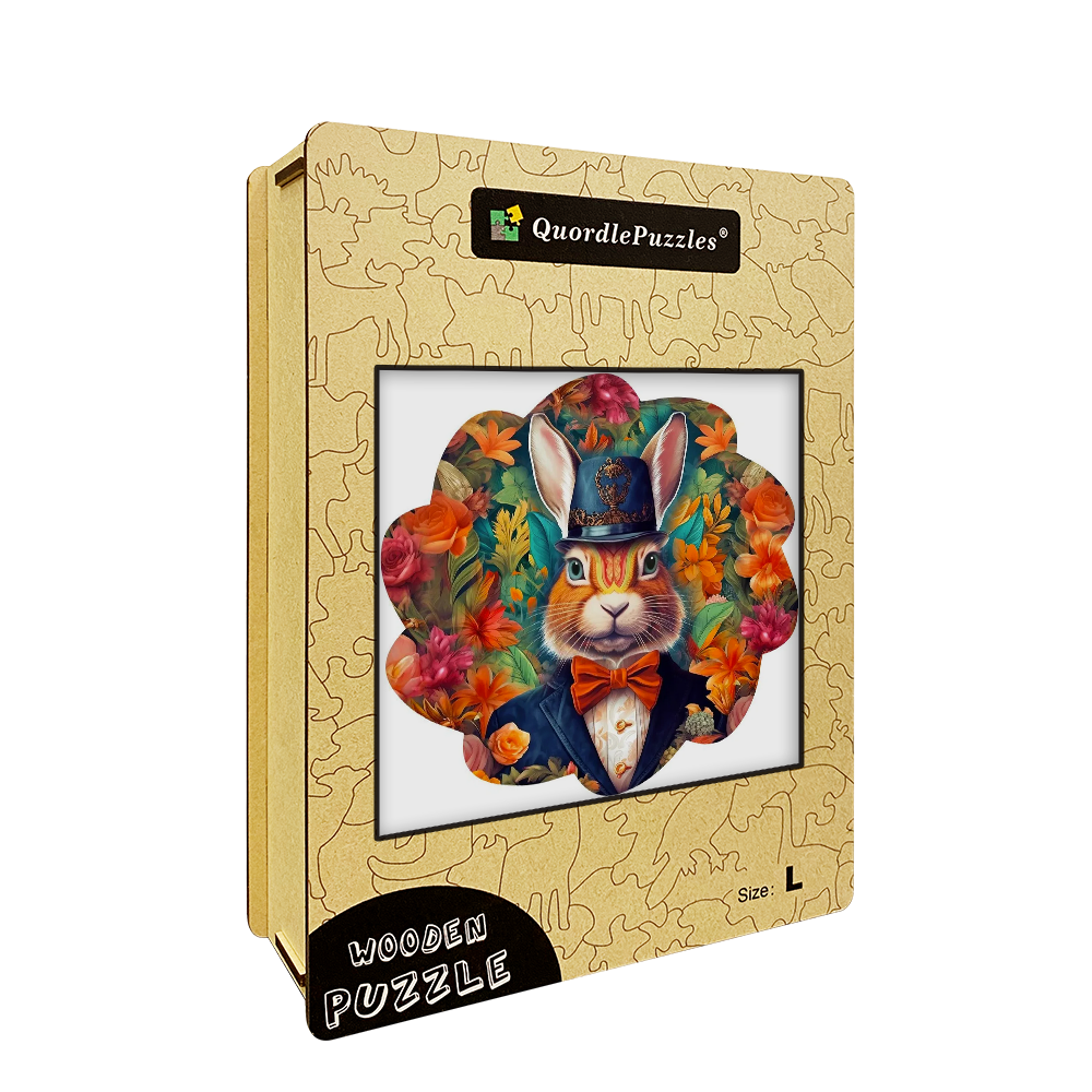 Hübsches Kaninchen mit Eulen-Holzpuzzle