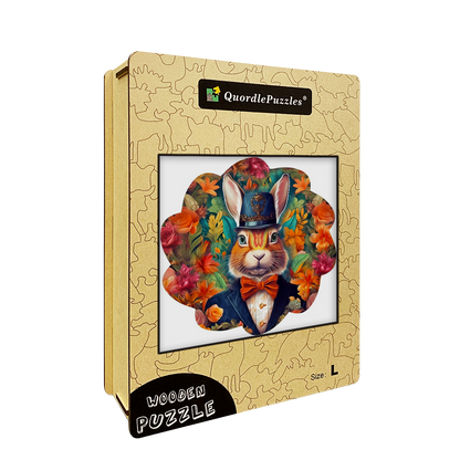 Hübsches Kaninchen mit Eulen-Holzpuzzle