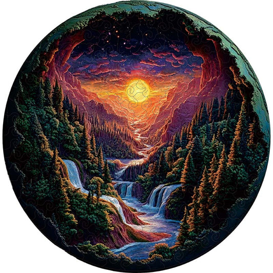 3D Wasserfall Landschaft Holzpuzzle