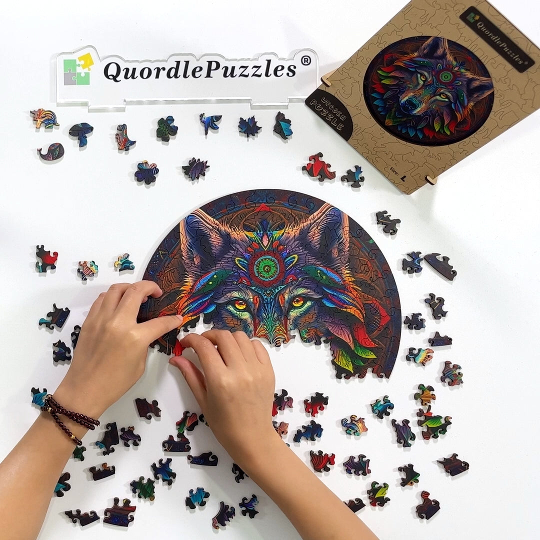 Mandala-Volk-Holzpuzzle