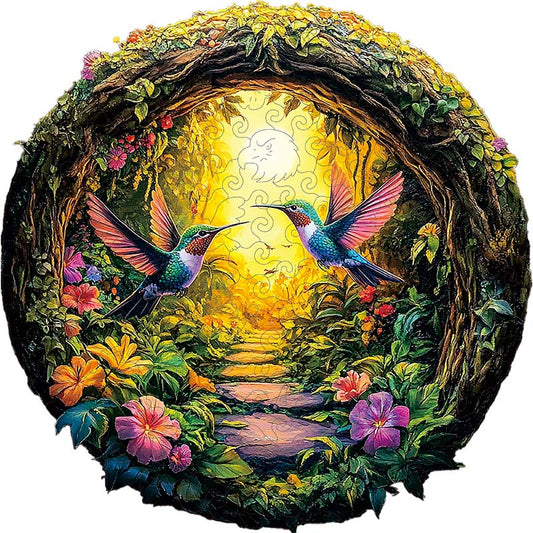 3D Kolibris in Blüte Holzpuzzle