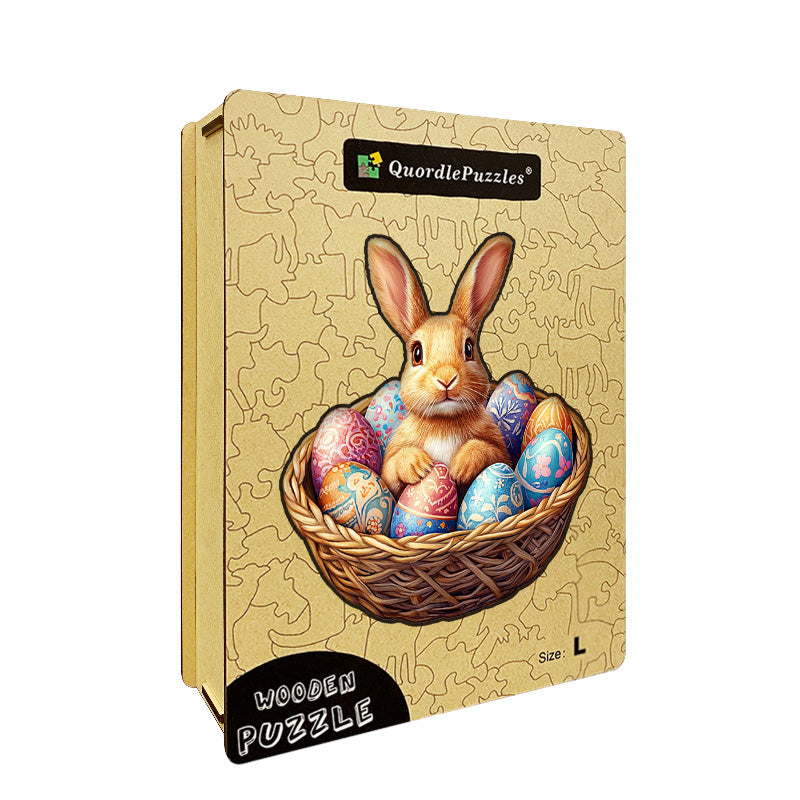 3D hase im korb holzpuzzle