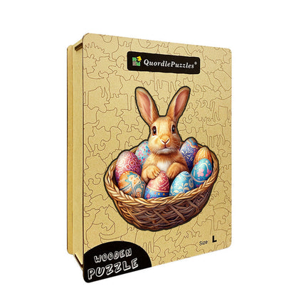 3D hase im korb holzpuzzle