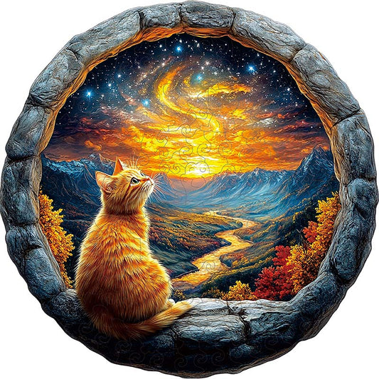 3D Sternenhimmel Katze Holzpuzzle