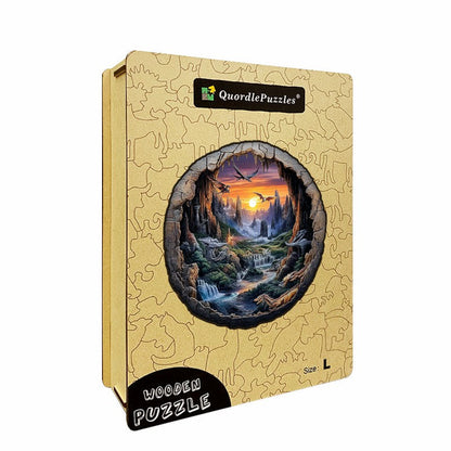 3D Drachen bei Dämmerung Holzpuzzle
