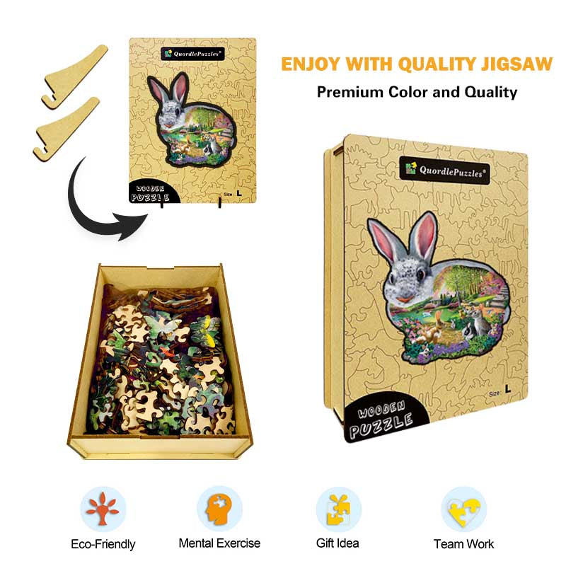 Hasen-Puzzle aus hohlem Holz