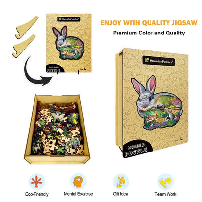 Hasen-Puzzle aus hohlem Holz