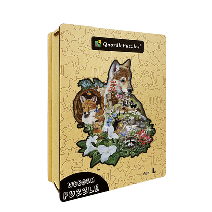 Holzpuzzle mit Wolfsgesicht
