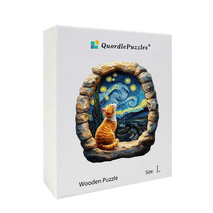 3D Sternennacht Katze Holzpuzzle