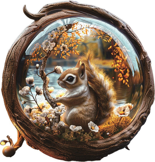 Eichhörnchen im Goldenen Herbst Holz-Puzzle
