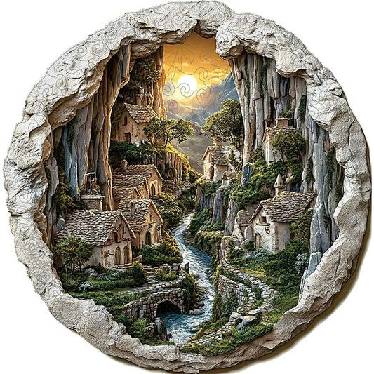 3D Bergdorf Holzpuzzle