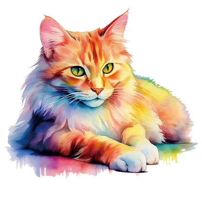 Aquarell-Holzkatze