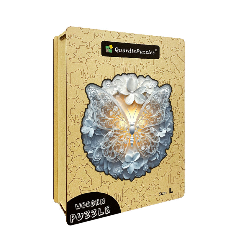 Eleganter Weißer Schmetterling Holz-Puzzle