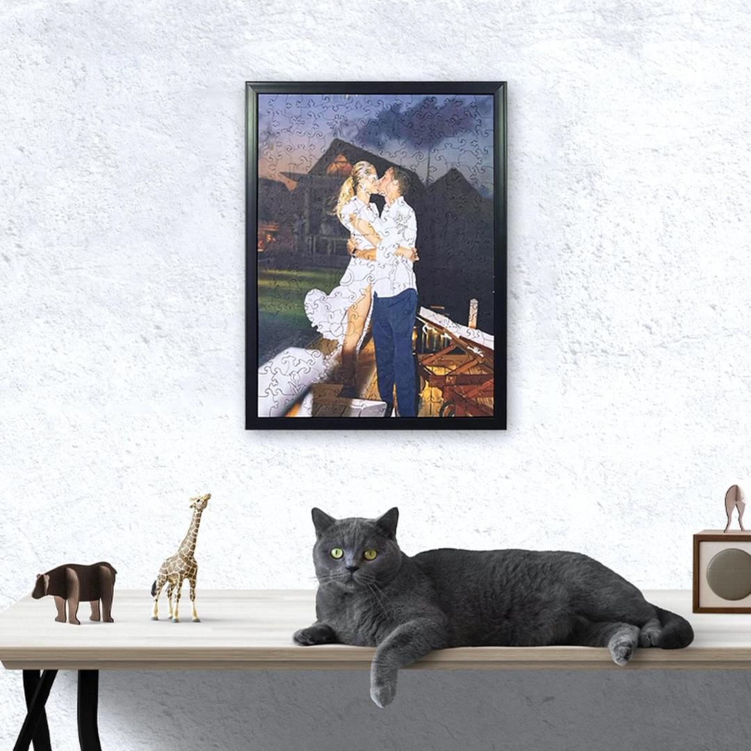 Personalisierte Foto-Happy-Family-Holzpuzzles