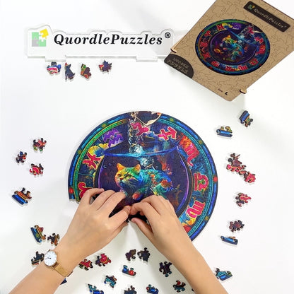 Süße bunte Katzen Holzpuzzle