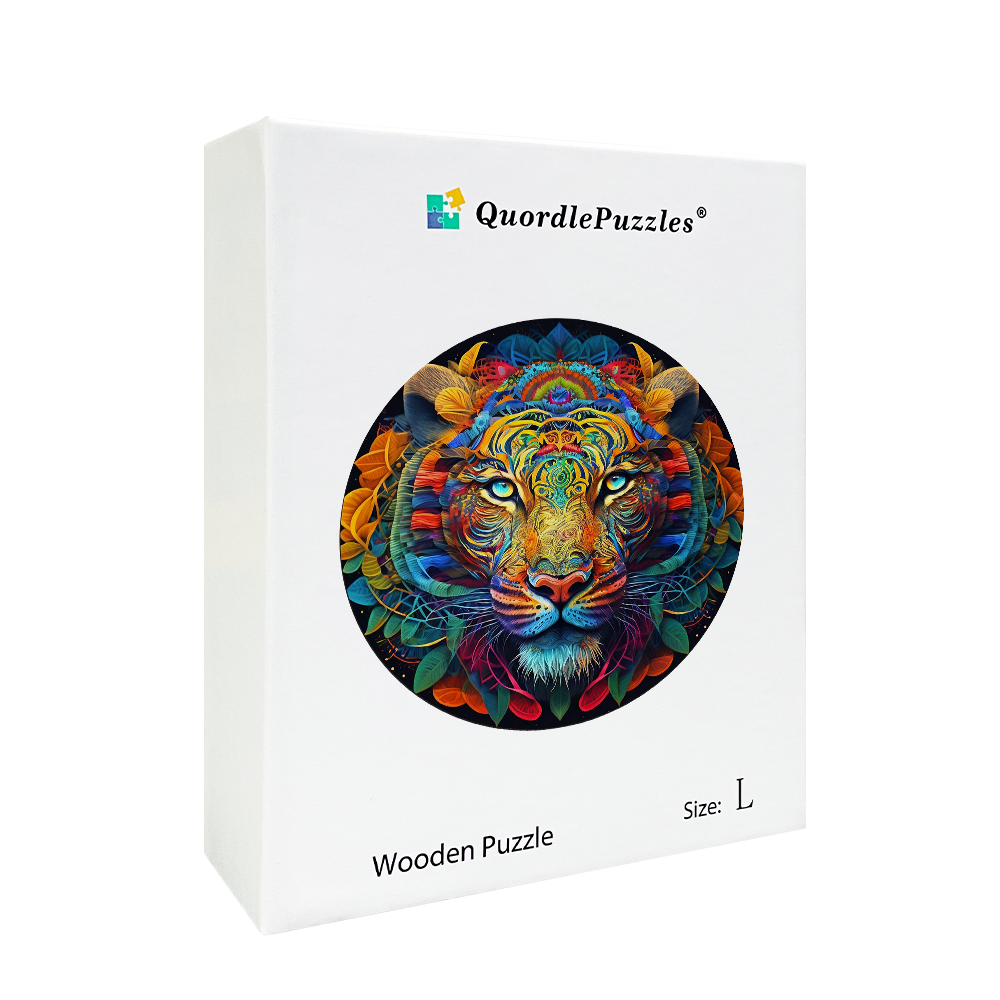 Abstraktes buntes Tiger-Holzpuzzle