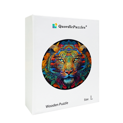 Abstraktes buntes Tiger-Holzpuzzle