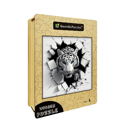 3D weißer tiger ausbruch holzpuzzle