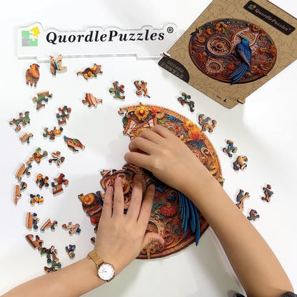 Vogel und Blüte 3 Holzpuzzle