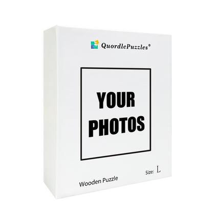 Laden Sie ein individuelles Foto eines Holzpuzzles hoch