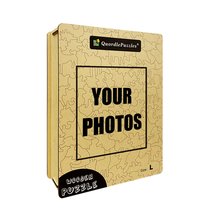 Laden Sie ein individuelles Foto eines Holzpuzzles hoch