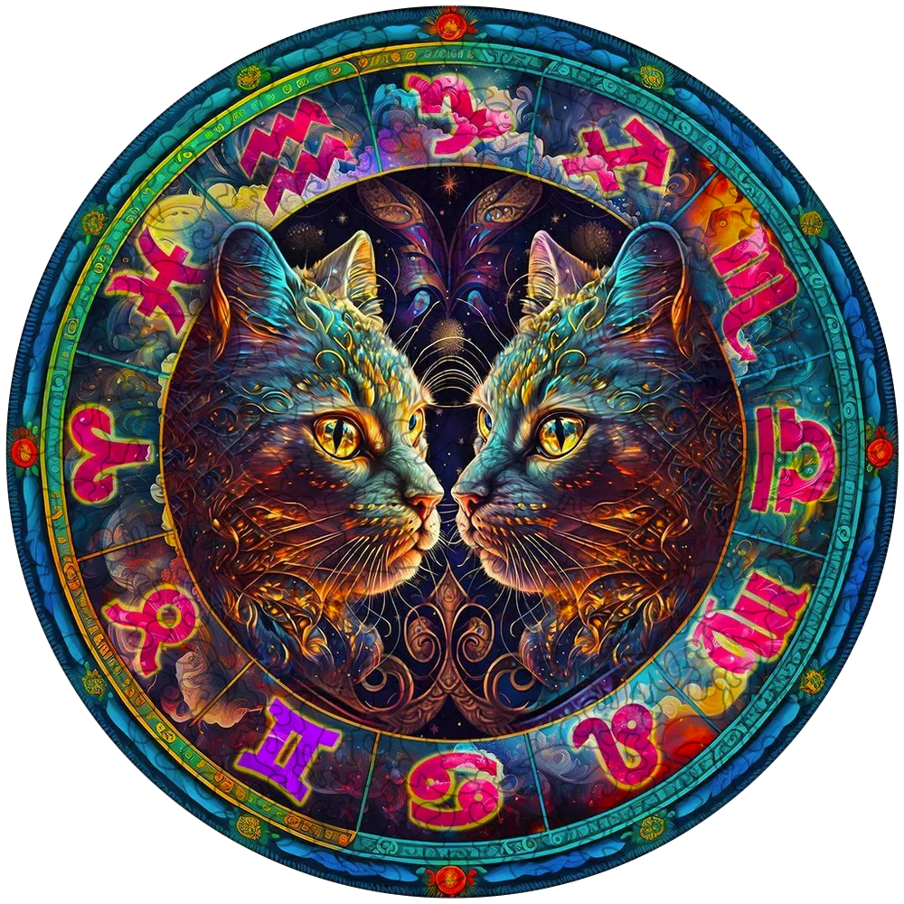 Buntes abstraktes Katzen-Holzpuzzle