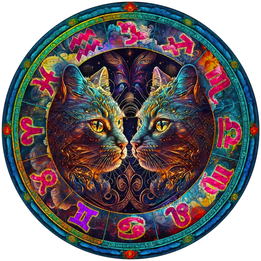 Buntes abstraktes Katzen-Holzpuzzle