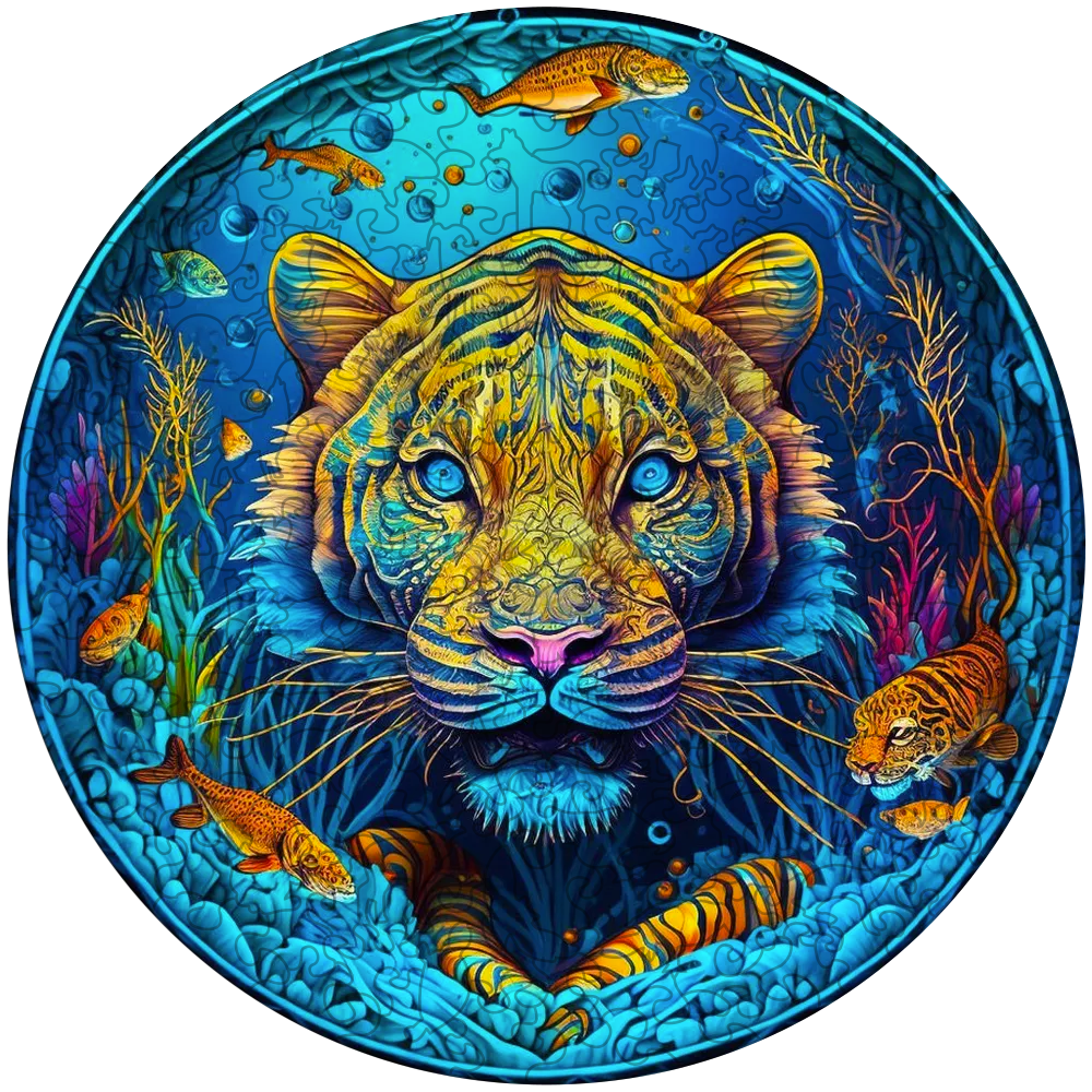 Psychedelisches Tiger-Holzpuzzle
