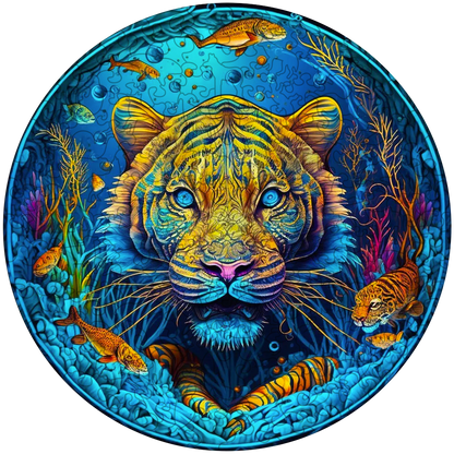 Psychedelisches Tiger-Holzpuzzle