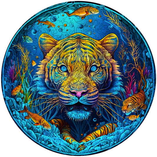 Psychedelisches Tiger-Holzpuzzle