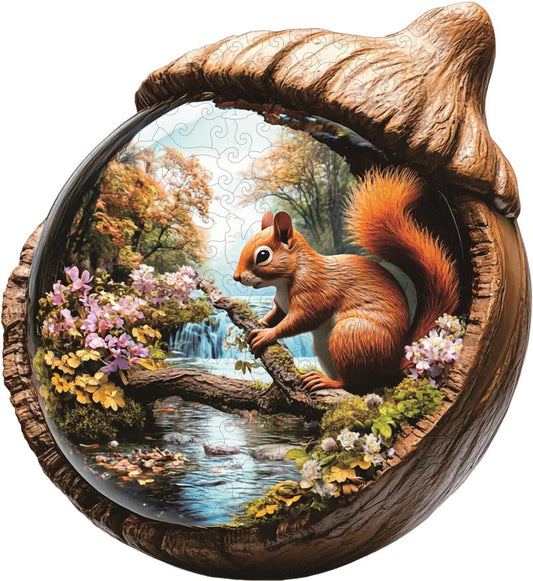 Eichhörnchen im Herbstwald Holz-Puzzle