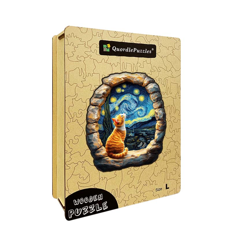 3D Sternennacht Katze Holzpuzzle