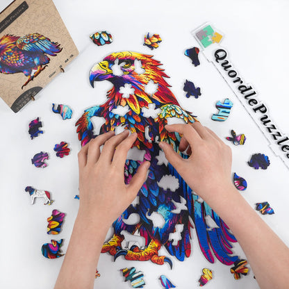 Buntes Adler-Kunst-Holzpuzzle