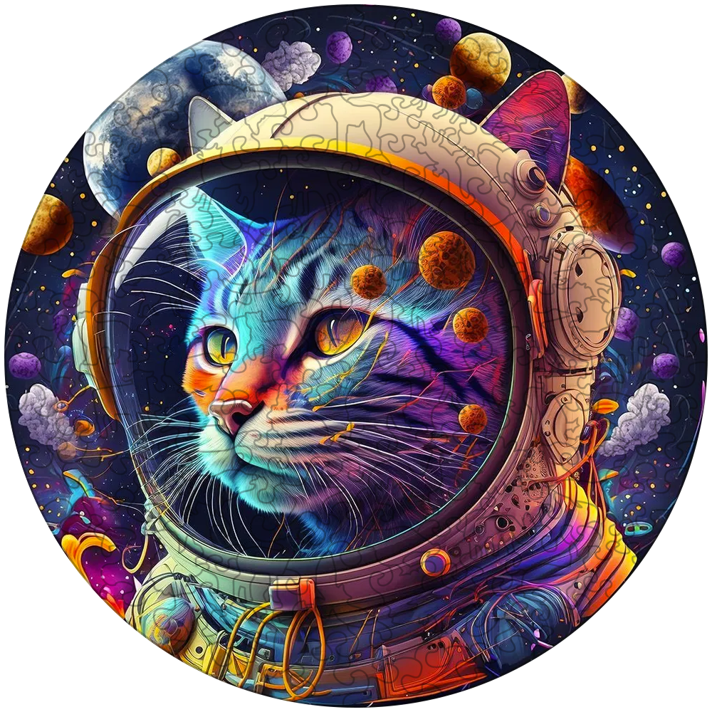 Space Cat Süße Kätzchen Holzpuzzle