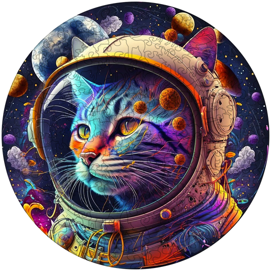 Space Cat Süße Kätzchen Holzpuzzle