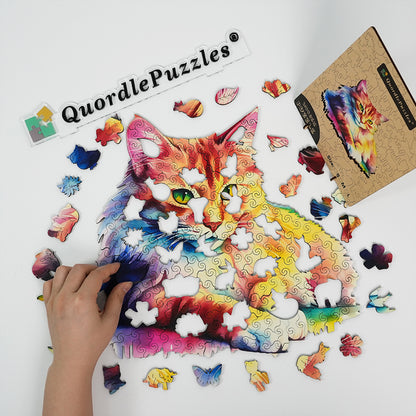 Aquarell-Holzkatze