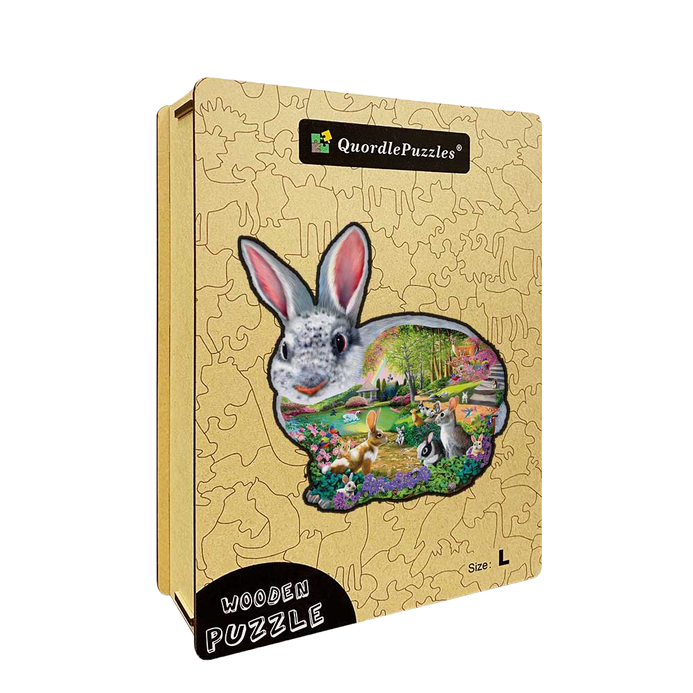 Hasen-Puzzle aus hohlem Holz