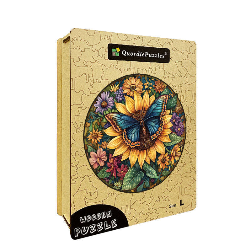 Zonnebloem en vlinder  holzpuzzle